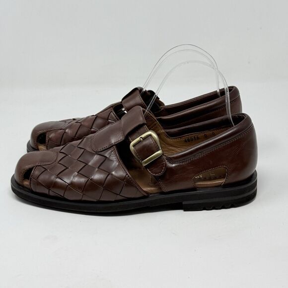 Allen Edmonds Tivoli Fisherman Sandals Mens 8 D Brown Woven Leather Vibram Soles main image 6